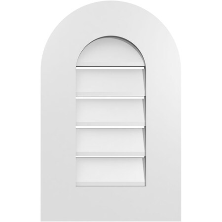 Ekena Millwork Round Top Surface Mount PVC Gable Vent: Functional, w/ 3-1/2"W x 1"P Standard Frame, 14"W x 22"H GVPRT14X2201SF